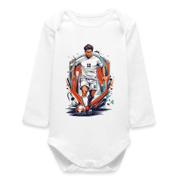 Match de football numéro 12 - Body bébé manches longues biologique - blanc - Devant