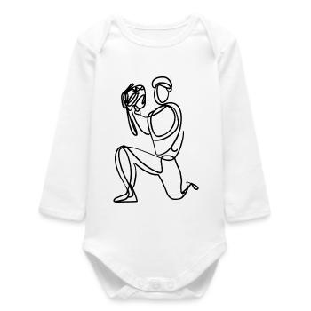 Baseball Catcher Sketch - Baby Organic Long-Sleeved Bodysuit - white - Front