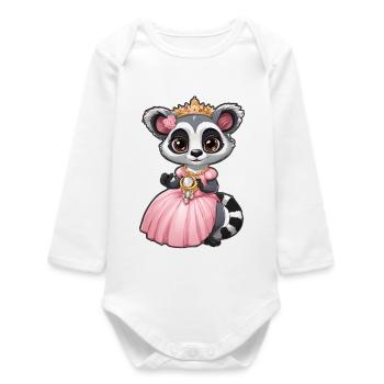 Lemur Royalty Queen of the jungle - Baby Organic Long-Sleeved Bodysuit - white - Front