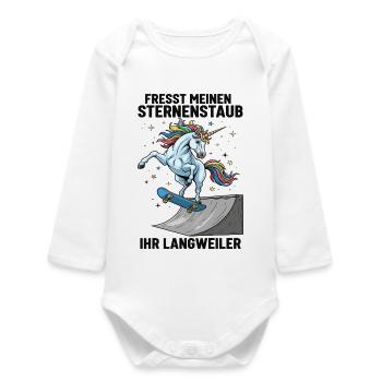Skateboard Unicorn - Baby Organic Long-Sleeved Bodysuit - white - Front