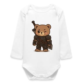 GUTZ teddy bear - Berserk Fan - Manga Humor - Baby Organic Long-Sleeved Bodysuit - white - Front