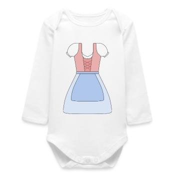 Traditional Bavarian Dirndl Dress Design - Baby Organic Long-Sleeved Bodysuit - white - Front