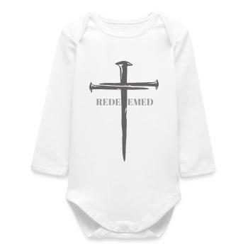 Redeemed Cross Emblem - Baby Organic Langarmbody - Weiß - Vorne