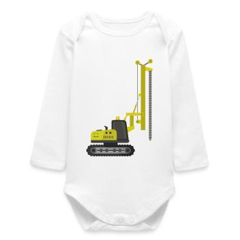 Crawler drilling rig - Baby Organic Long-Sleeved Bodysuit - white - Front