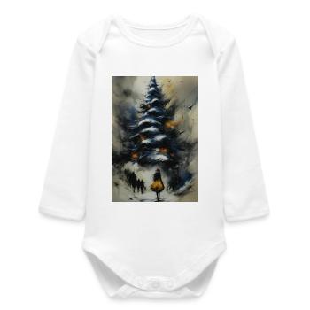 Winter path under the tree - Baby Organic Long-Sleeved Bodysuit - white - Front