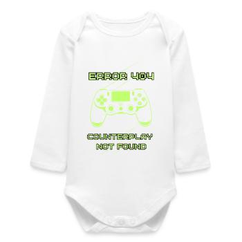 Erreur 404 : Contre-jeu non trouvé | Joueur drôle - Body bébé manches longues biologique - blanc - Devant