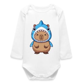 Cute Capybara Hamster Guinea Pig Costume Samba - Baby Organic Long-Sleeved Bodysuit - white - Front