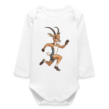 Laufender Hirschathlet im Tanktop - Baby Organic Langarmbody - Weiß - Vorne