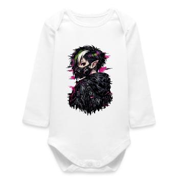 Anime Punk Girl – Dark Youth Style - Baby Organic Long-Sleeved Bodysuit - white - Front