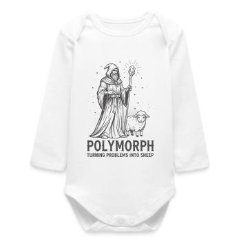Polymorph Wizard – Turning Problems into Sheep - Baby Organic Long-Sleeved Bodysuit - white - Front