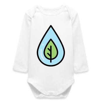 Water Drop Leaf Eco - Baby Organic Long-Sleeved Bodysuit - white - Front