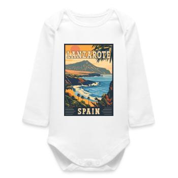 Discover Lanzarote In Spain Vintage Canary Islands - Baby Organic Long-Sleeved Bodysuit - white - Front