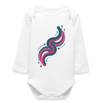 Vague Chromatique Rose et Bleu - Body bébé manches longues biologique - blanc - Devant