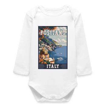 Découvrez le paradis méditerranéen italien de Positano - Body bébé manches longues biologique - blanc - Devant