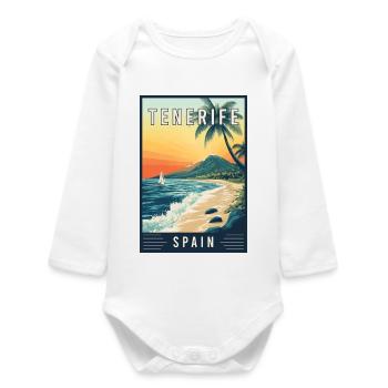 Découvrez les îles Canaries et Tenerife en Espagne - Body bébé manches longues biologique - blanc - Devant
