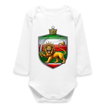 Lion with Sword Coat of Arms Persia - Baby Organic Long-Sleeved Bodysuit - white - Front