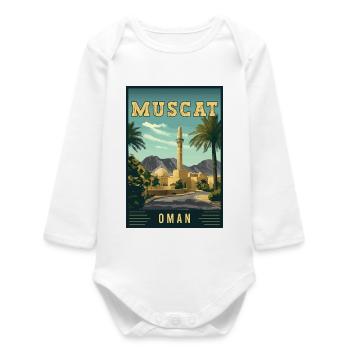 Explore Arabian Beauty of Muscat in Oman - Baby Organic Long-Sleeved Bodysuit - white - Front