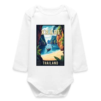 Discover Tropical Wonders of Krabi in Thailand - Baby Organic Long-Sleeved Bodysuit - white - Front