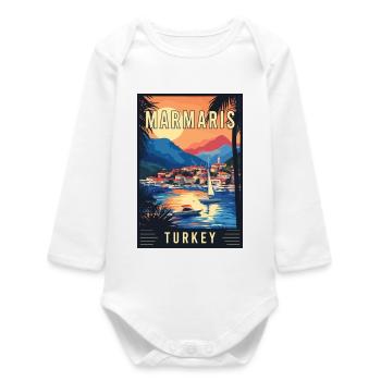 Experience Enchanting Marmaris in Turkey - Baby Organic Long-Sleeved Bodysuit - white - Front