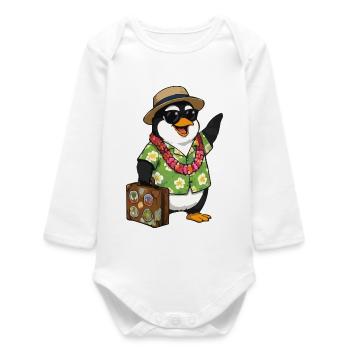 Penguin Vacation - Baby Organic Long-Sleeved Bodysuit - white - Front