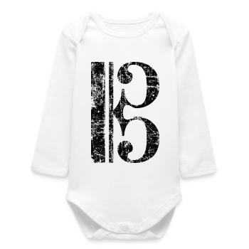 Violin key, tenor key, viola key - Baby Organic Long-Sleeved Bodysuit - white - Front