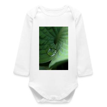 Leafy green tropical dew - Baby Organic Long-Sleeved Bodysuit - white - Front