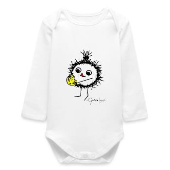 Woolly Beastie: "Delicious!" - Bestiolus Lanosus - Baby Organic Long-Sleeved Bodysuit - white - Front