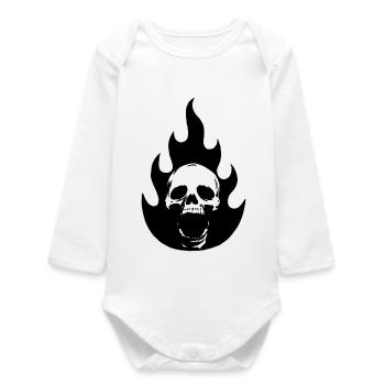 Crâne et flamme noire - Body bébé manches longues biologique - blanc - Devant