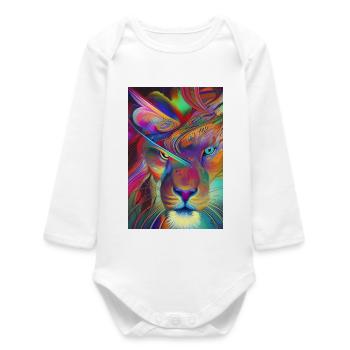 Lion Head - Baby Organic Long-Sleeved Bodysuit - white - Front
