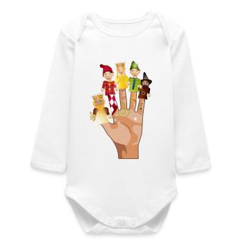 Figures from the puppet theatre as finger puppets - Baby Organic Long-Sleeved Bodysuit - white - Front