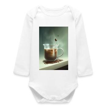 Café, grains de café - Body bébé manches longues biologique - blanc - Devant