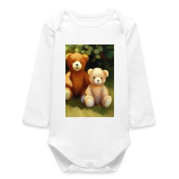 Teddy bear - Baby Organic Long-Sleeved Bodysuit - white - Front