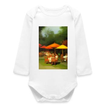 Outdoor Asian Cafe - Baby Organic Long-Sleeved Bodysuit - white - Front