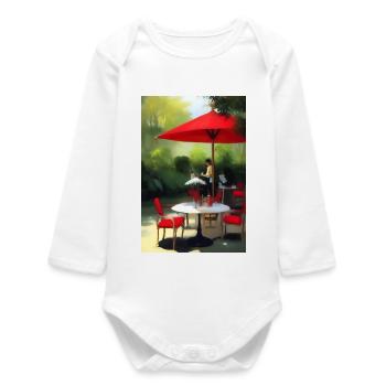 Outdoor Asian Cafe - Baby Organic Long-Sleeved Bodysuit - white - Front