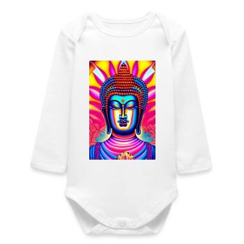 Metal buddha - Baby Organic Long-Sleeved Bodysuit - white - Front
