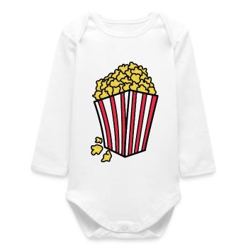 Movies, Theater, Movie, Watching, Popcorn, Streaming - Baby Organic Long-Sleeved Bodysuit - white - Front