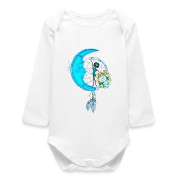 Little fairy on the moon - Baby Organic Long-Sleeved Bodysuit - white - Front