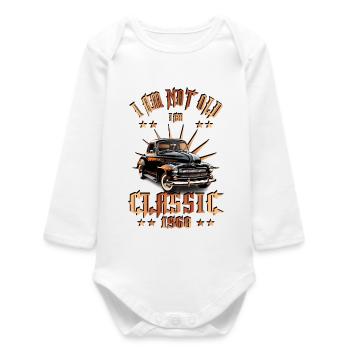 Classic Car - Baby Organic Langarmbody - Weiß - Vorne