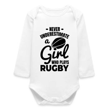 Joueur de rugby - Body bébé manches longues biologique - blanc - Devant