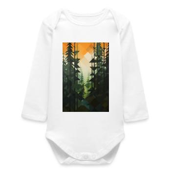 Paysage de Forêt dans un style géométrique - Body bébé manches longues biologique - blanc - Devant