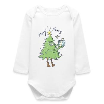Christmas tree - Baby Organic Long-Sleeved Bodysuit - white - Front