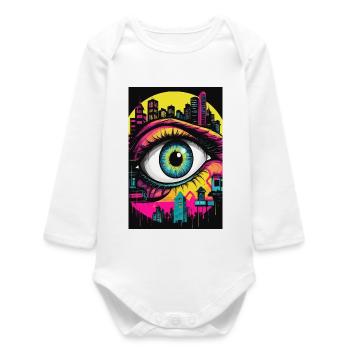 Abstract City Eye - Baby Organic Long-Sleeved Bodysuit - white - Front