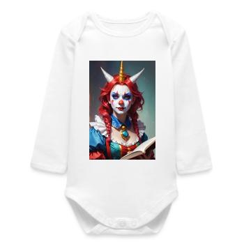 Clown Woman with Three Horns - Baby Organic Long-Sleeved Bodysuit - white - Front