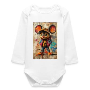 Graffiti Mouse Streetwear - Baby Organic Long-Sleeved Bodysuit - white - Front