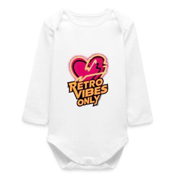 Neon Heart - Retro Vibes Only - Baby Organic Langarmbody - Weiß - Vorne