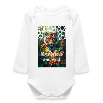 Mystérieux roi tigre dans la jungle aventure - Body bébé manches longues biologique - blanc - Devant