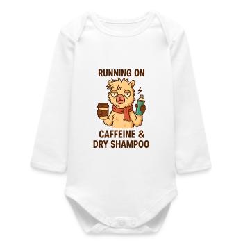 Coffee & Dry Shampoo Lama - Baby Organic Long-Sleeved Bodysuit - white - Front