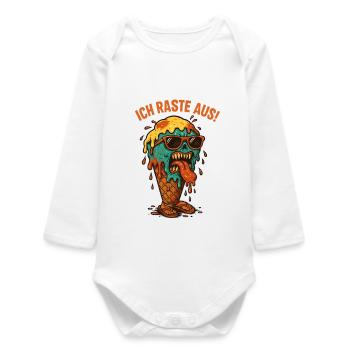 Schmelzendes Eisgesicht - Baby Organic Long-Sleeved Bodysuit - white - Front