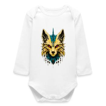 La tête de renard mystique, noble et mystérieuse. - Body bébé manches longues biologique - blanc - Devant