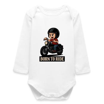 Child biker – Born to Ride - Baby Organic Long-Sleeved Bodysuit - white - Front